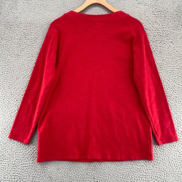 J Jill Top Womens Extra Small Red Pure Jill Long Sleeve Pockets Stretch Casual - Picture 3 of 9